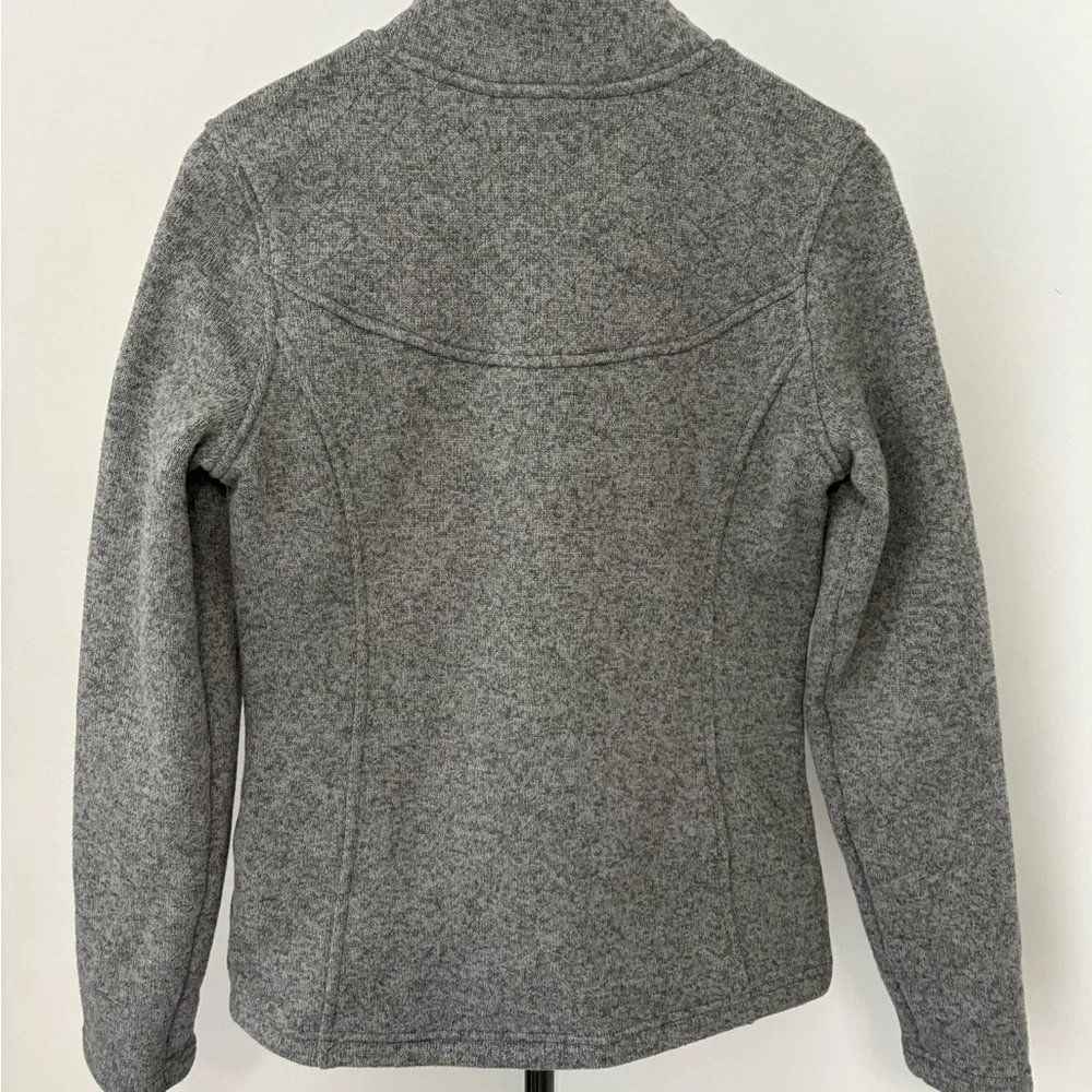 The North Face Grey Heathered 1/4 Zip Fleece Sweater Jacket Small Purple Logo - Picture 4 of 7